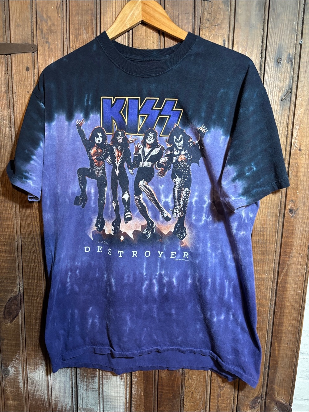 Liquid Blue 2005 Kiss Tie-Dye "Destroyer" Graphic Tee - Black, Purple & Blue